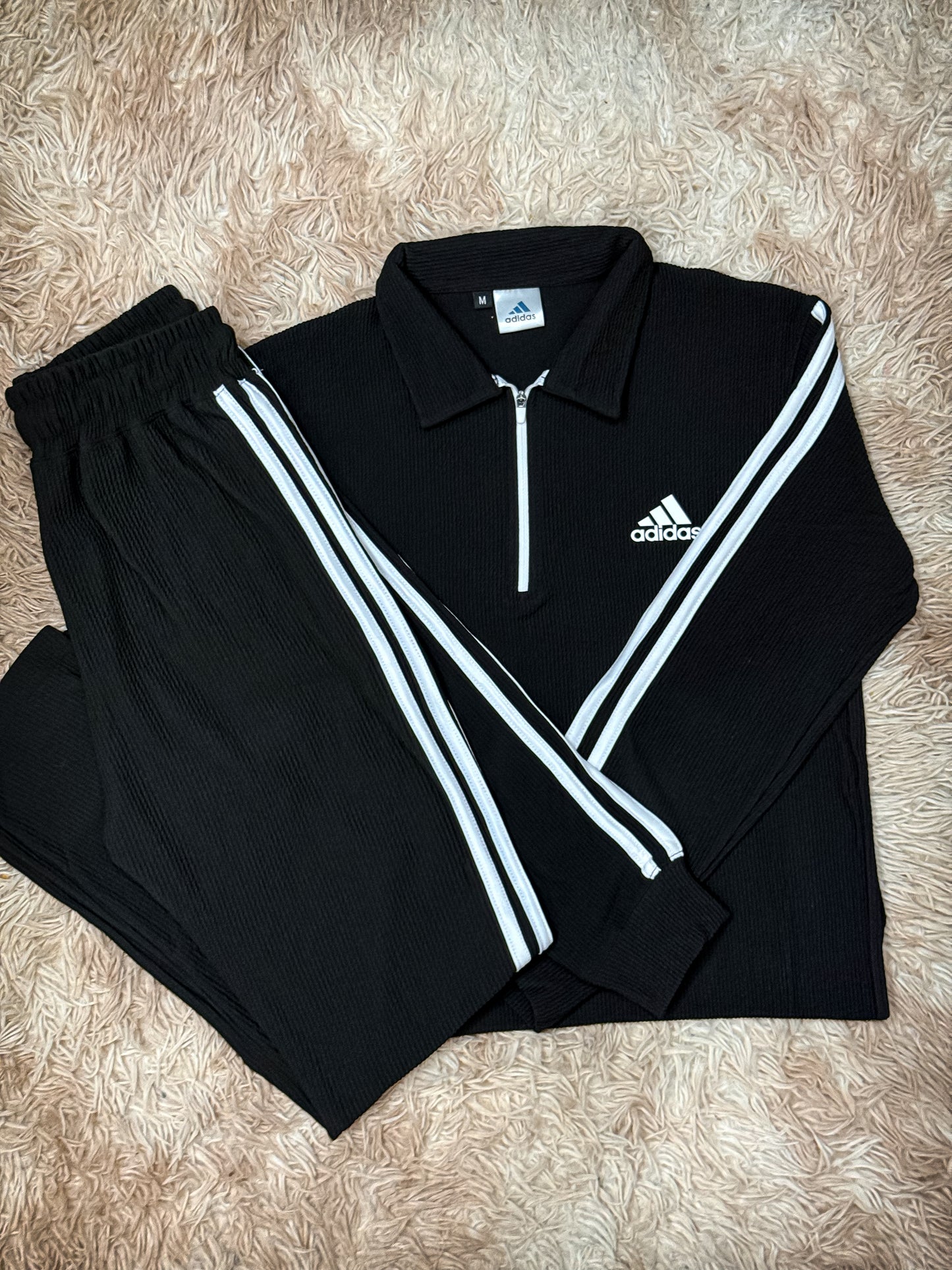 BLACK COLAR HALF ZIP ADIDAS TRACKSUIT FOR MEN'S