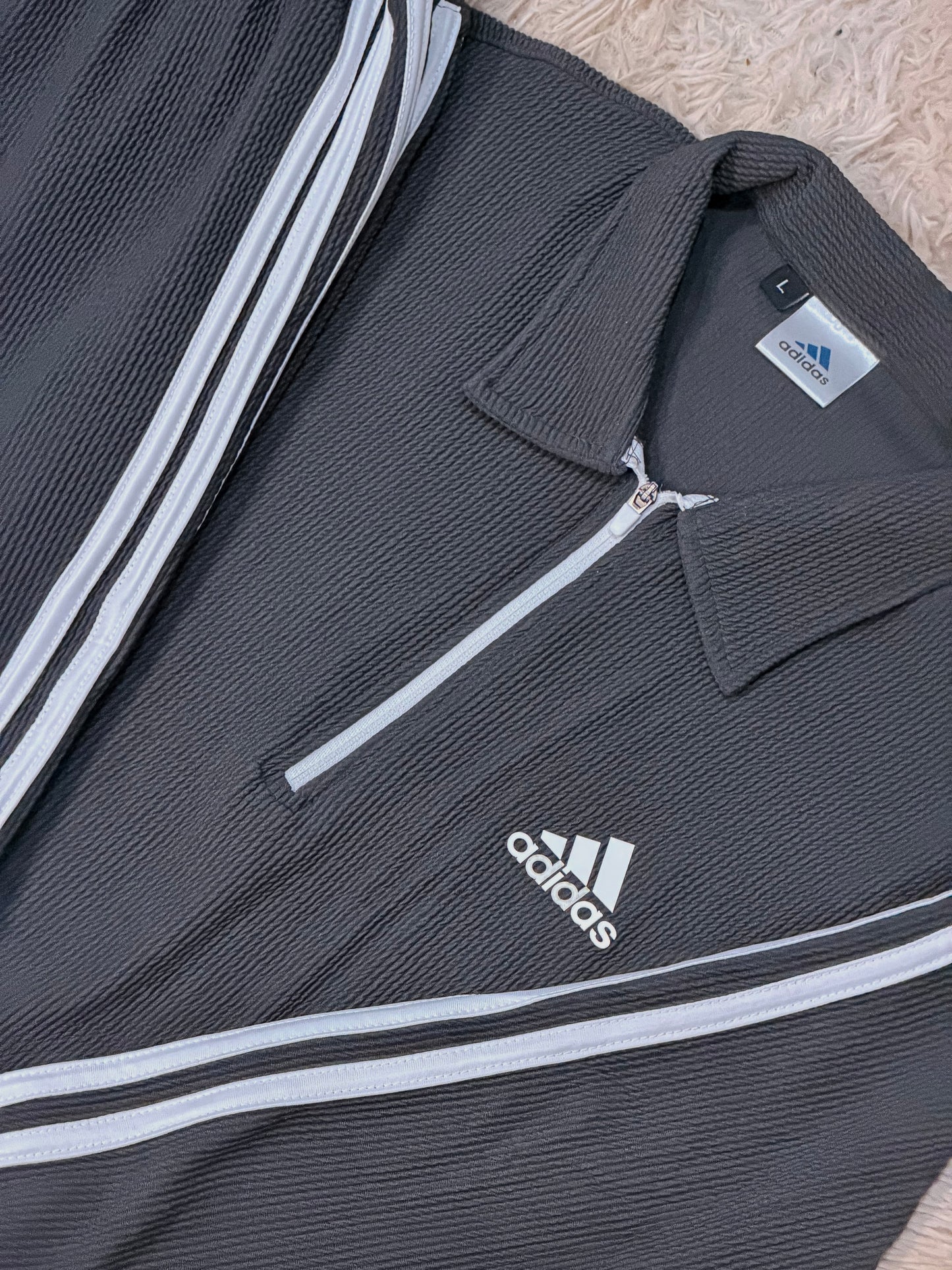 GREY COLAR HALF ZIP ADIDAS TRACKSUIT FOR MEN'S