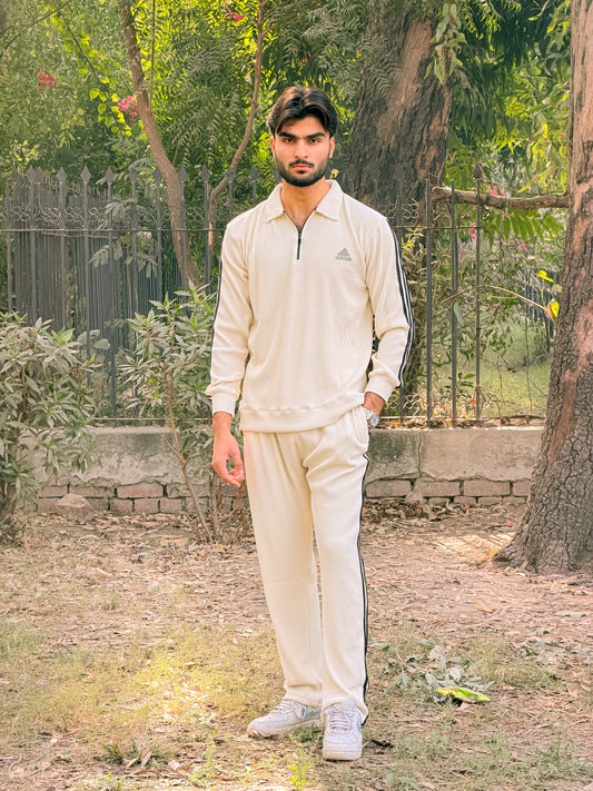 OFF-WHITE COLAR HALF ZIP ADIDAS TRACKSUIT FOR MEN'S