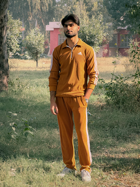 MUSTARD COLAR HALF ZIP ADIDAS TRACKSUIT FOR MEN'S
